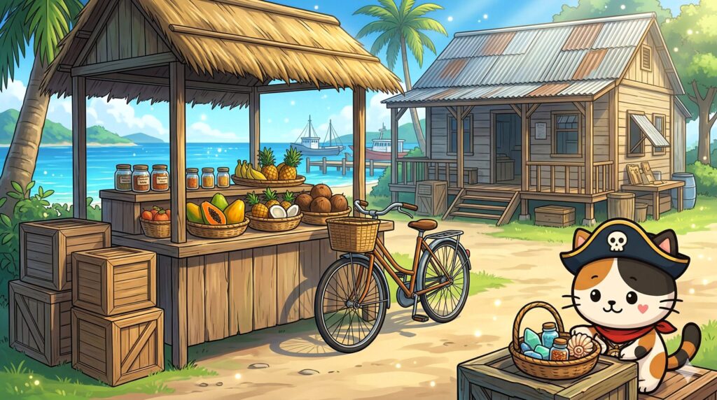 特産品を見るココロ船長