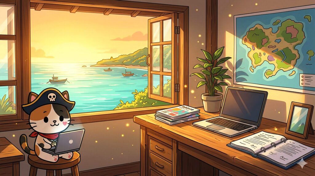 相談準備をするココロ船長