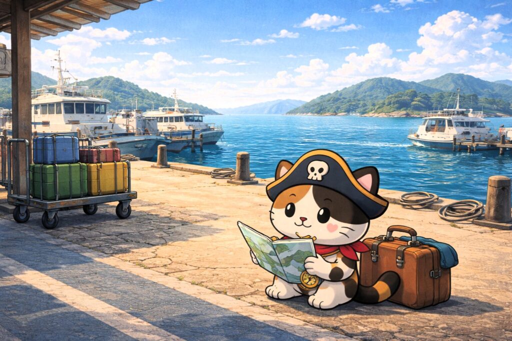 島選びを考えるココロ船長