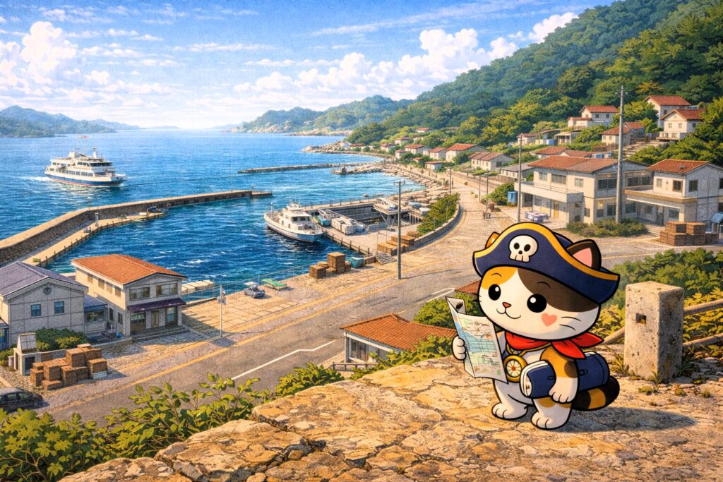 島を見渡すココロ船長