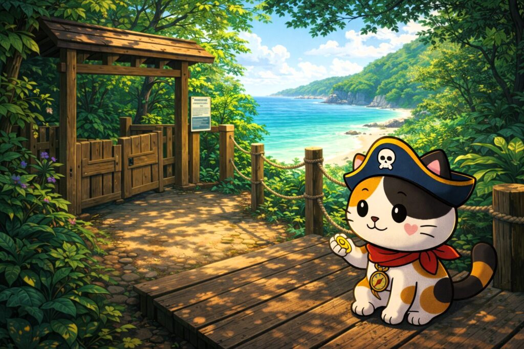 入口で確認するココロ船長