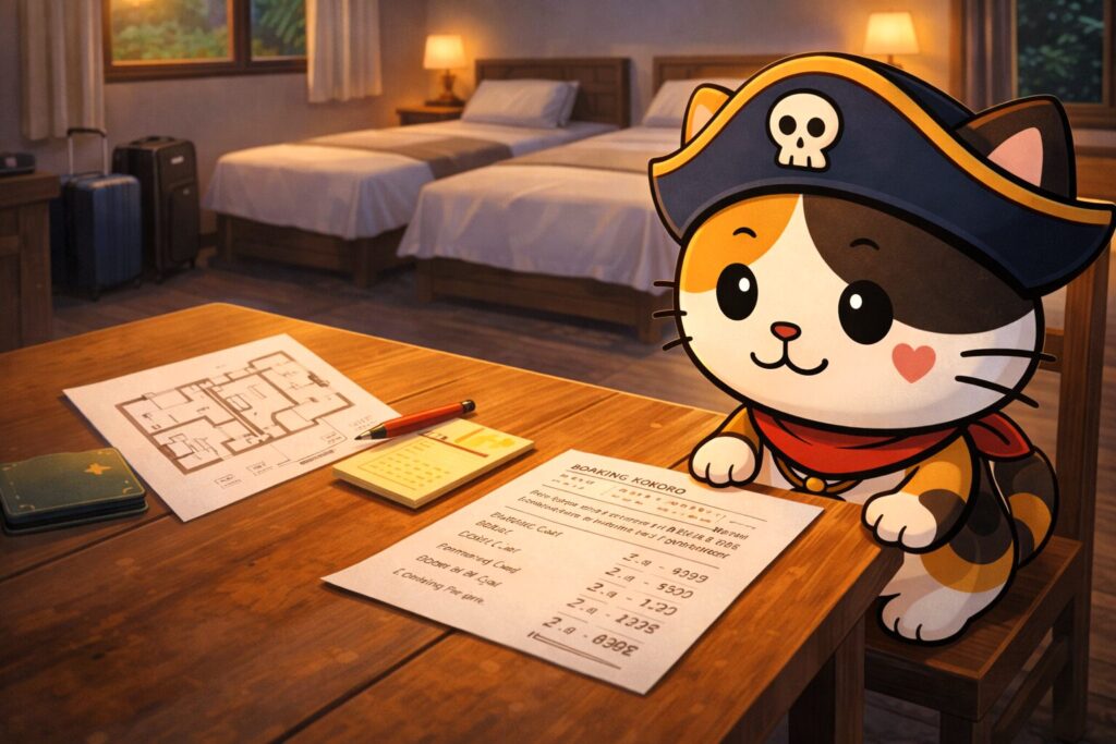 予約条件を確認するココロ船長