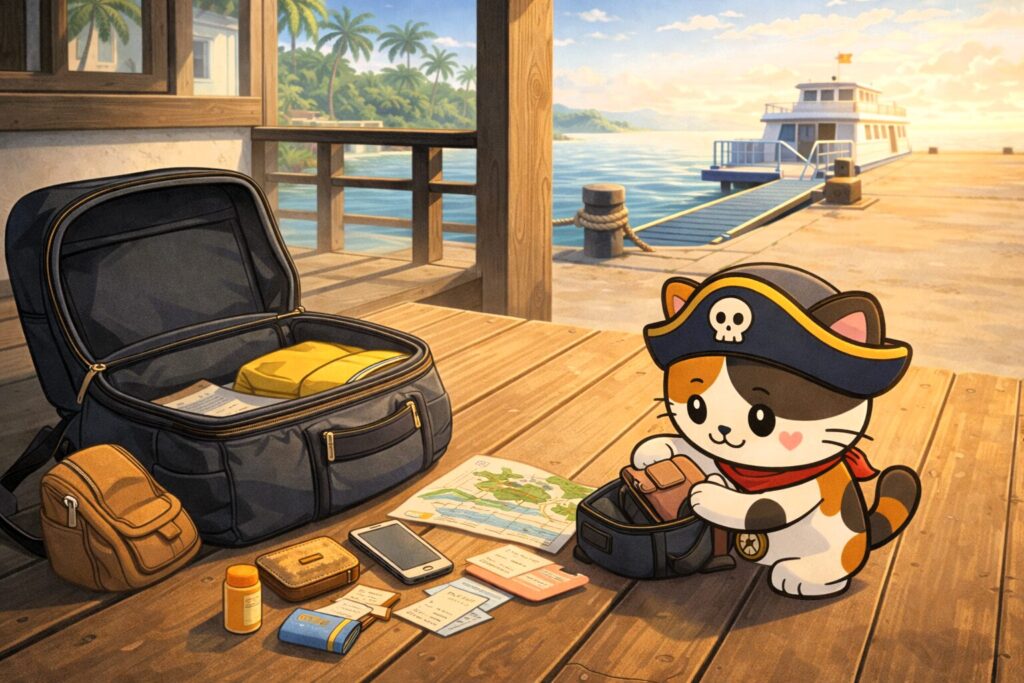 荷造りをするココロ船長