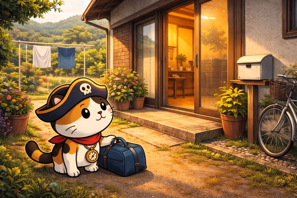 体験住宅へ向かうココロ船長