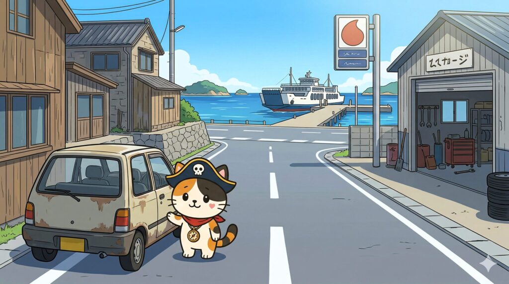 車を見比べるココロ船長