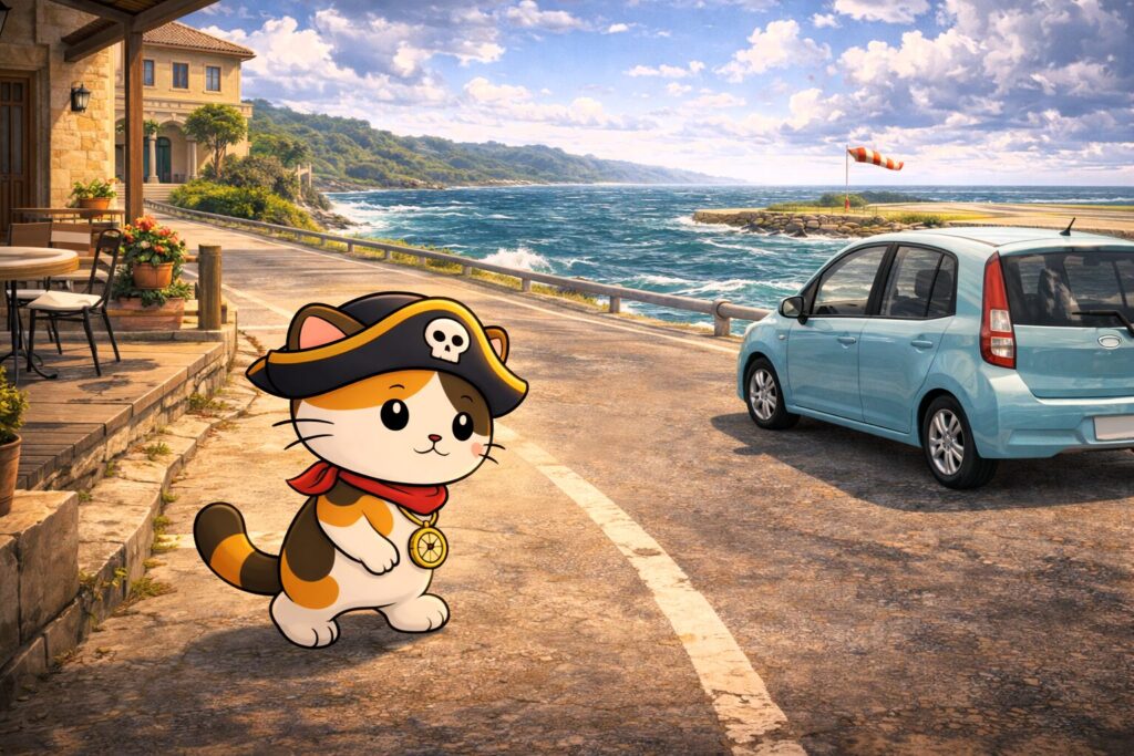 車へ向かうココロ船長