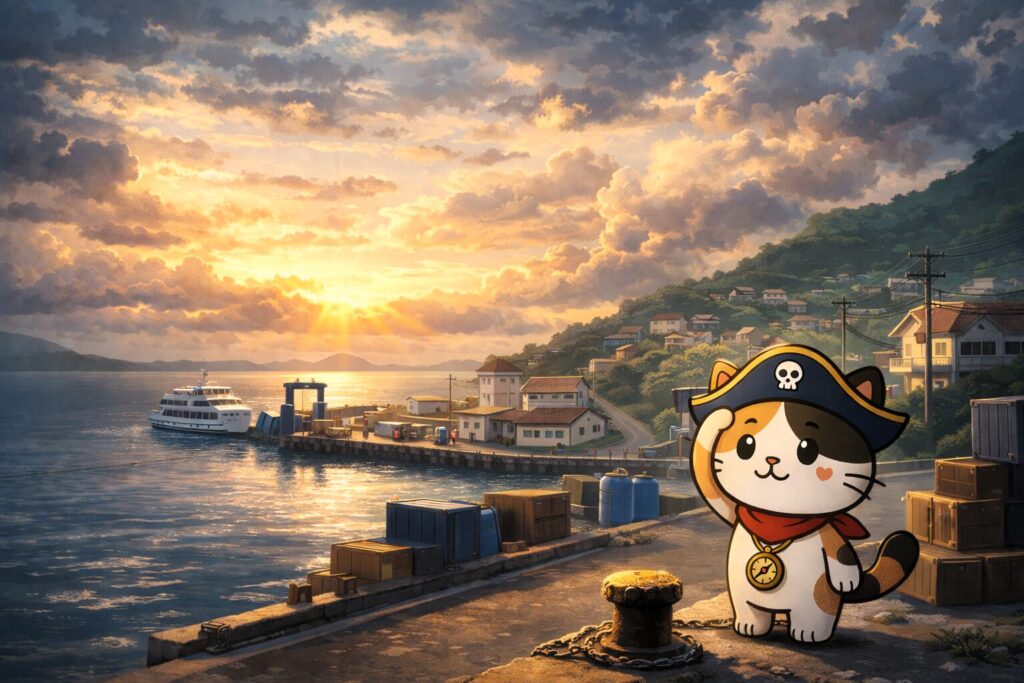 港を見つめるココロ船長