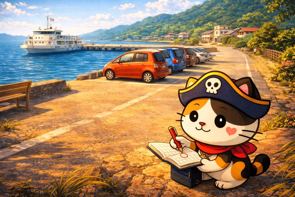 手帳で時期を確認するココロ船長