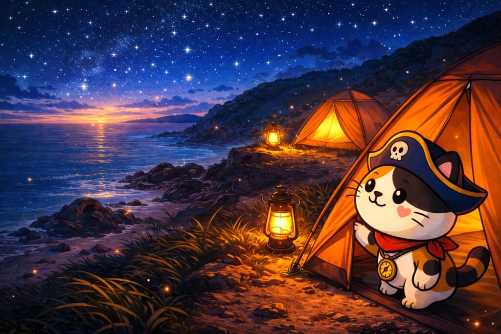 星空を見上げるココロ船長