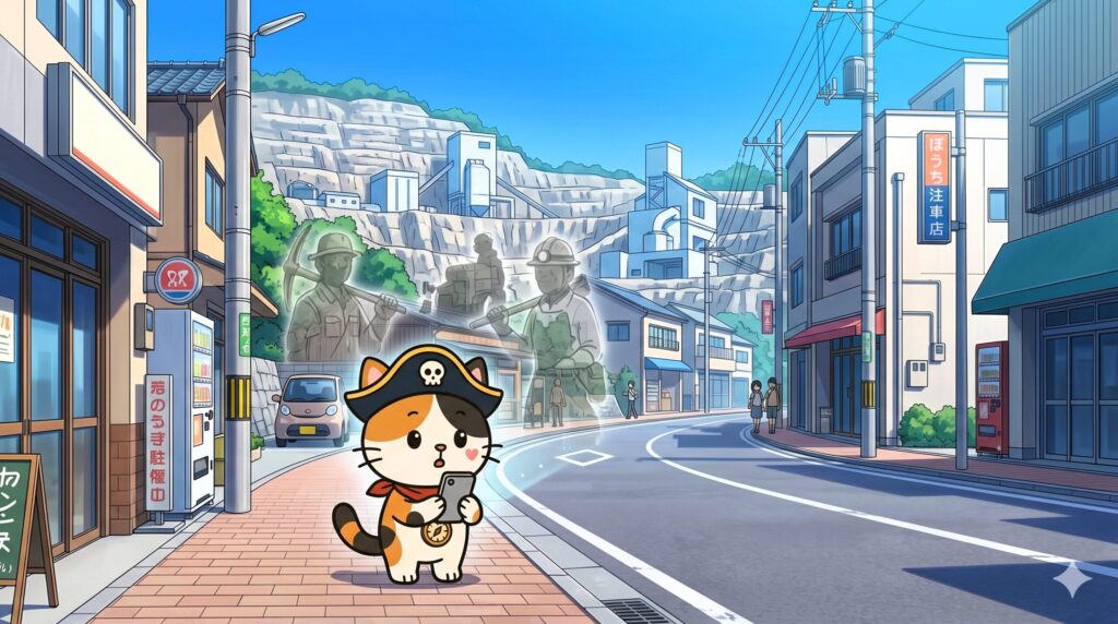 AR表示を見ながら島を歩くココロ船長