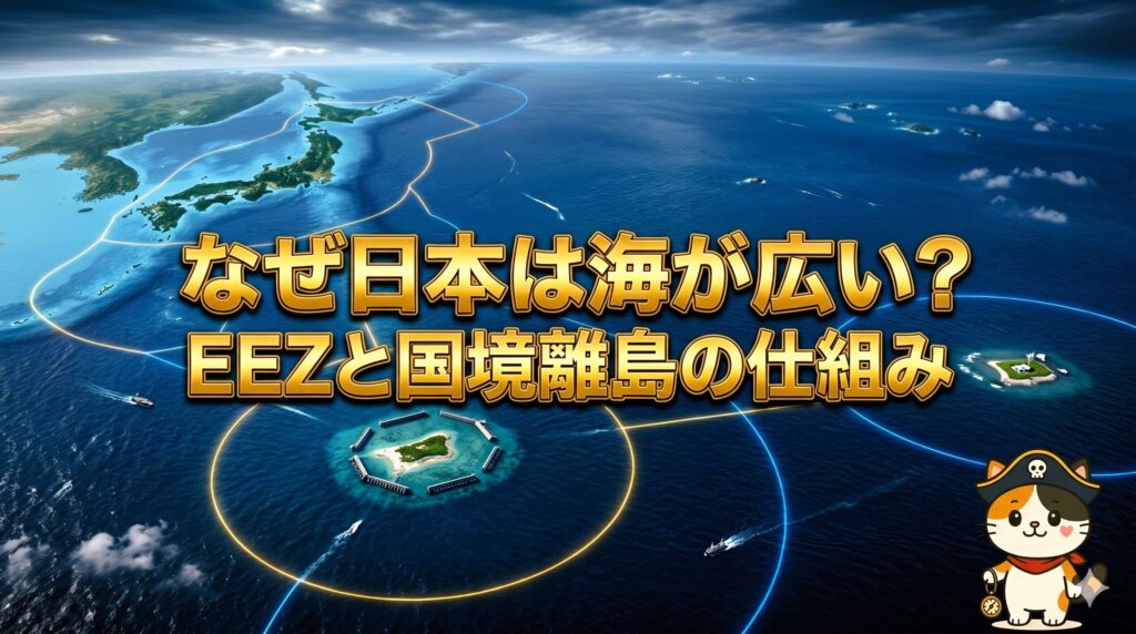 日本のEEZと国境離島の関係を示す海洋スケールのイメージ