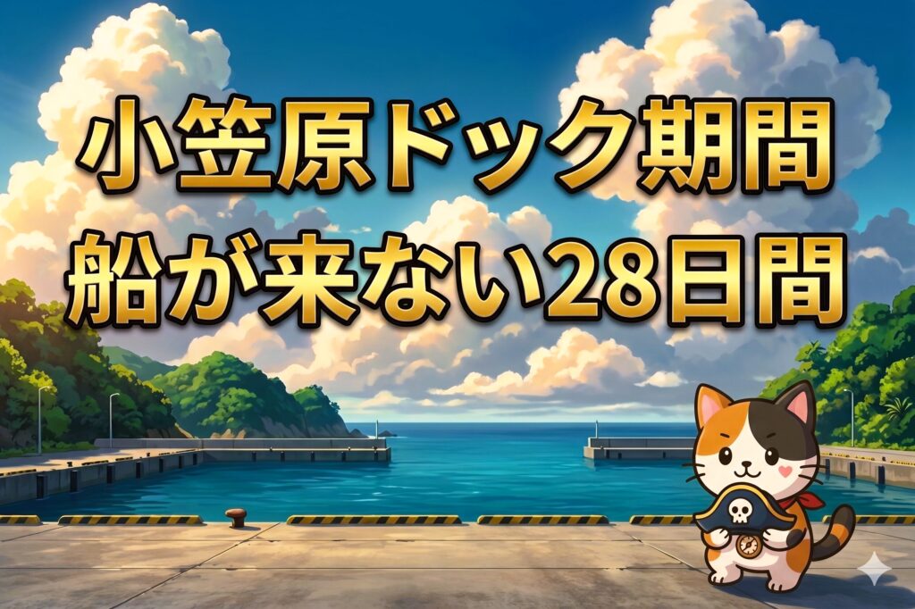 静かな港を見つめてしゃがんでいるココロ船長